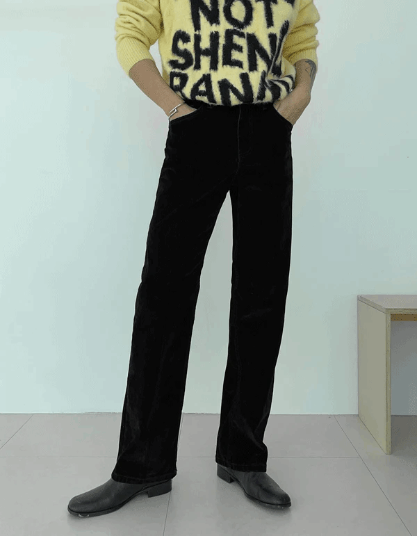 絲絨寬鬆直筒牛仔褲