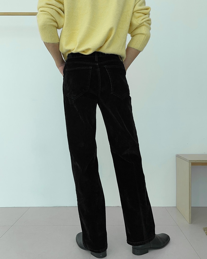 絲絨寬鬆直筒牛仔褲