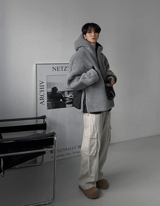 (韓國獨家特價)羊羔毛連帽衫