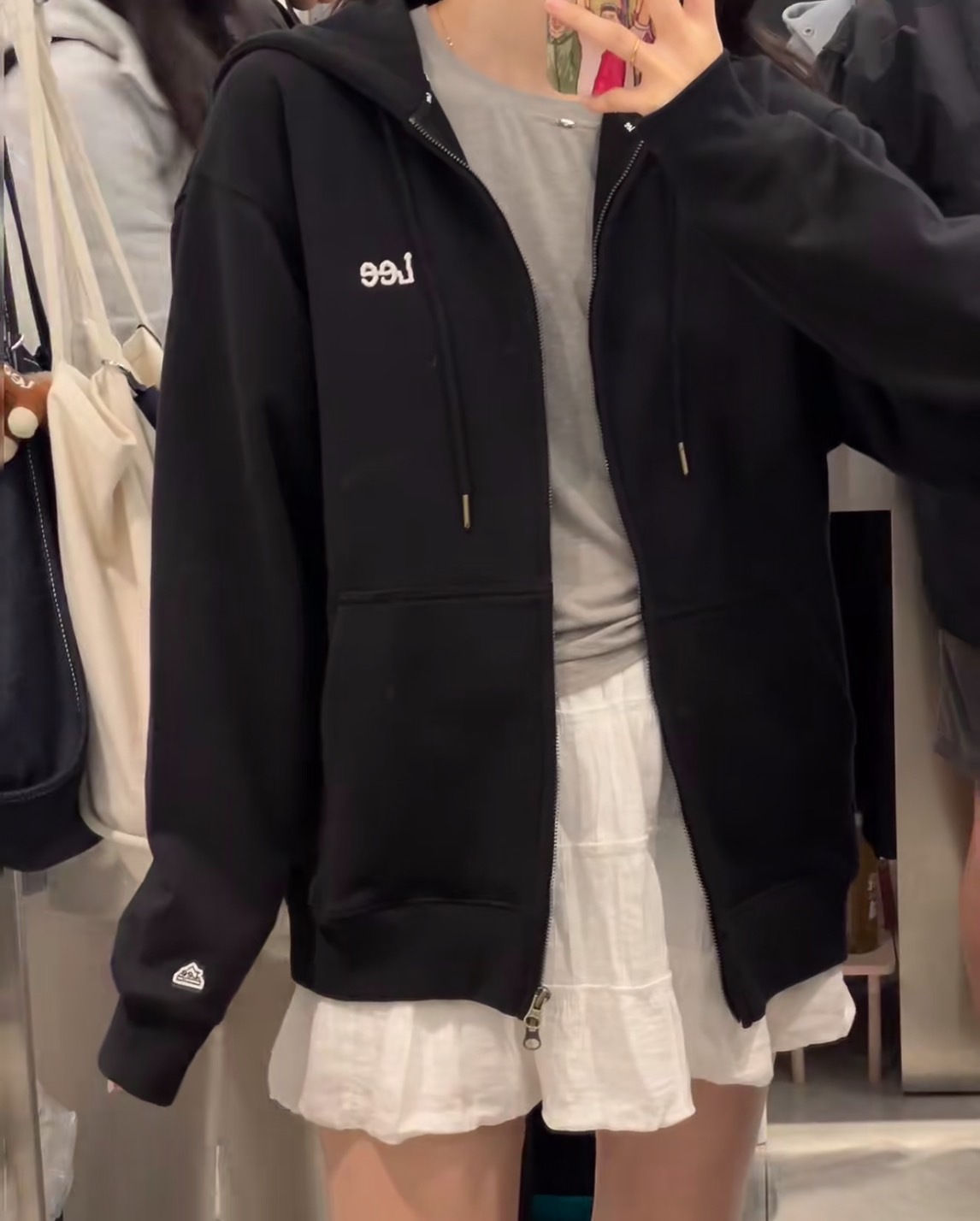 🇰🇷LEE 刺繡小logo  雙拉鍊連帽外套