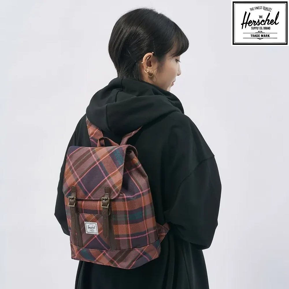 【Herschel】Retreat Mini Backpack 雙肩包 10L – Slate Rose Plaid 格紋紅