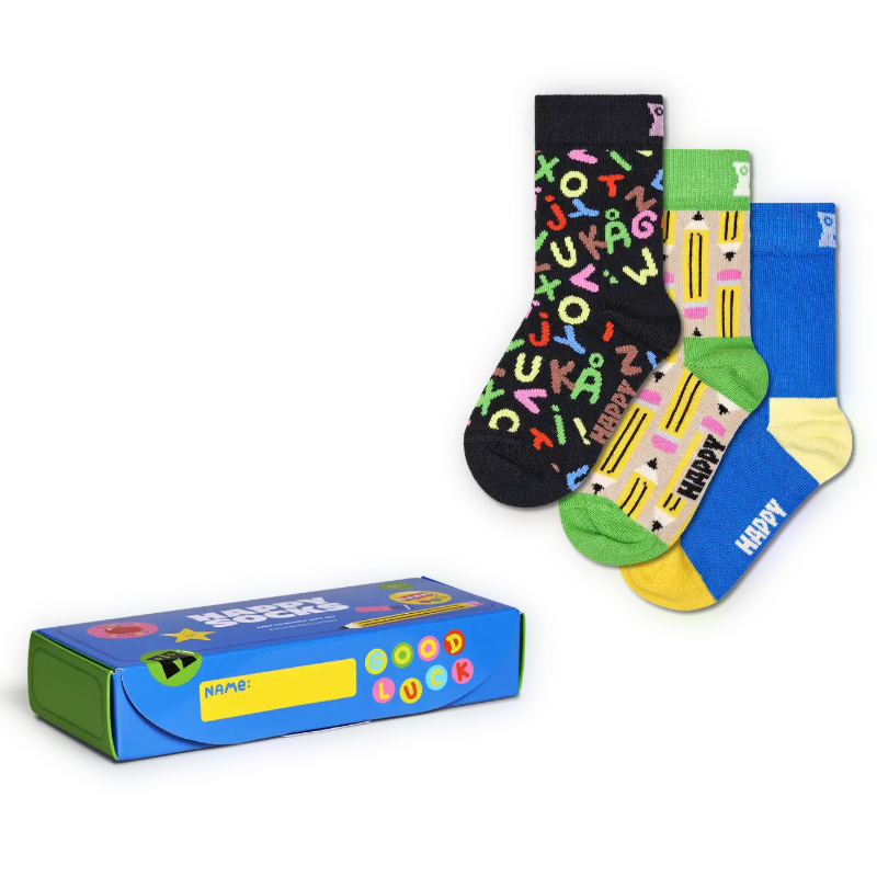 Happy Socks - 兒童襪 開學禮盒 3 件套