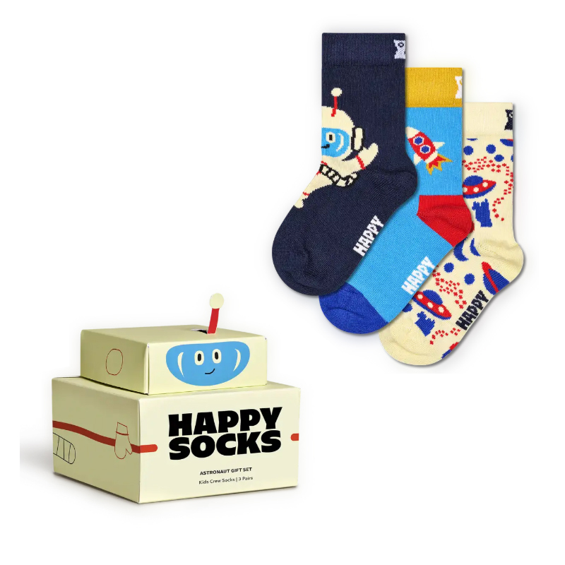 Happy Socks - 兒童襪 小小太空人禮盒3 件套