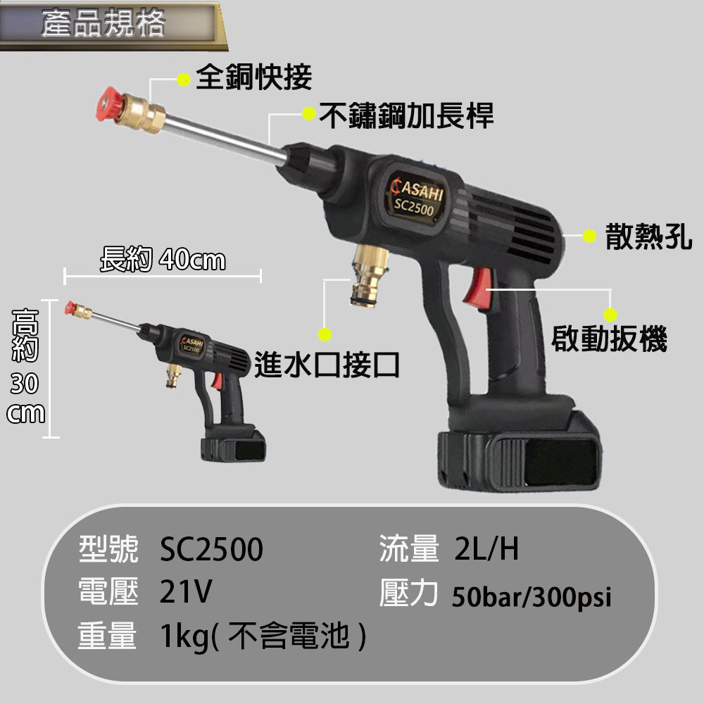 附發票｜SC2500｜鋰電洗車機 通用牧田18V 鋰電洗車機 高壓清洗機 洗車槍 雙噴頭 無線洗車