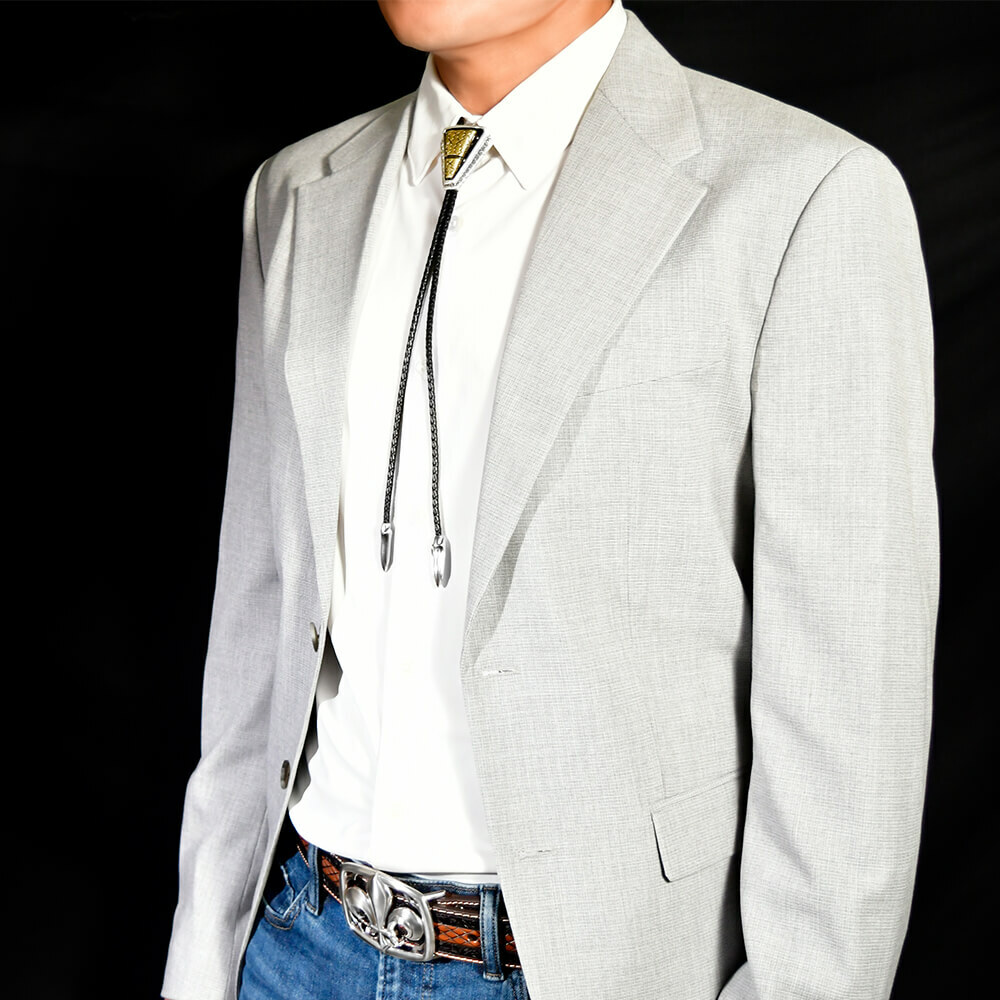 蛇年 金蛇富貴 真皮皮繩 保羅領帶/Bolo Tie/美式領帶 - 現貨