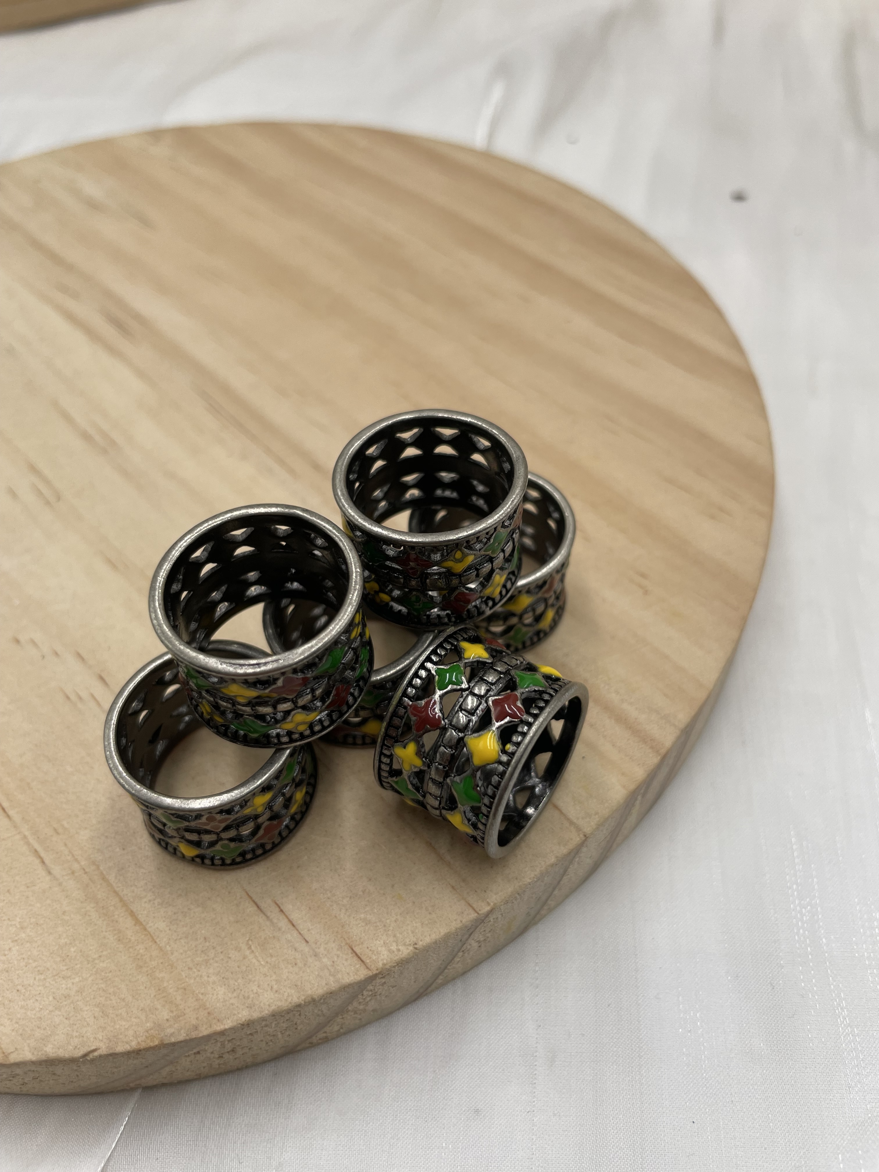 F-No.10 槍黑-紅黃綠圖騰戒指18cm