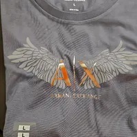 [S] ARMANI EXCHANGE A/X LOGO WITH ANGEL WINGS PRINT T-SHIRT,ASH BLUE, 7VYT97-YJC9A-1990 (SAX167)