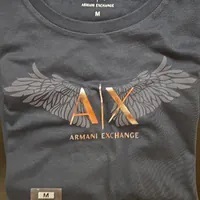 [S] ARMANI EXCHANGE A/X LOGO WITH ANGEL WINGS PRINT T-SHIRT,NAVY, 7VYT97-YJC9A-1510 (SAX168)