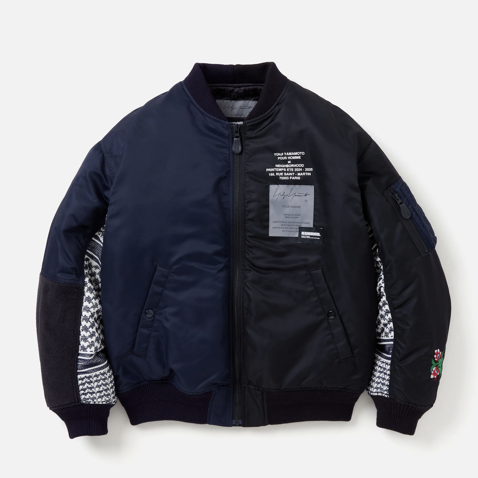 NEIGHBORHOOD NH X YOHJI YAMAMOTO . MA-1 JACKET 山本耀司 聯名 飛行外套 刺繡 - 242SPYYN-JKM01S