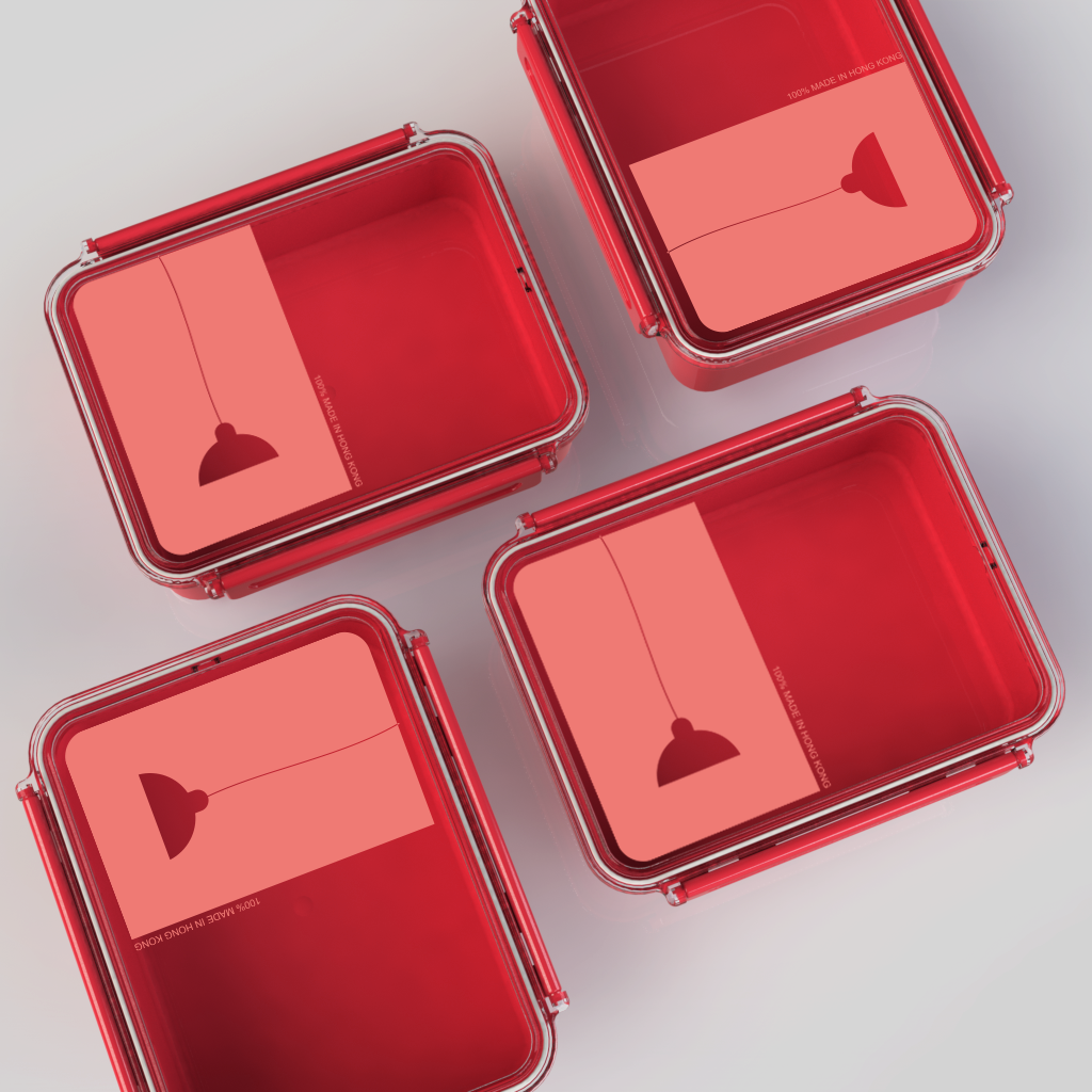 紅A 【100%香港製造系列】食物盒 (附活動隔片) (525 ml)(紅)
