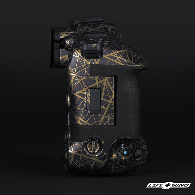 LIFE+GUARD 相機貼膜側面示意，適用 Canon EOS R1