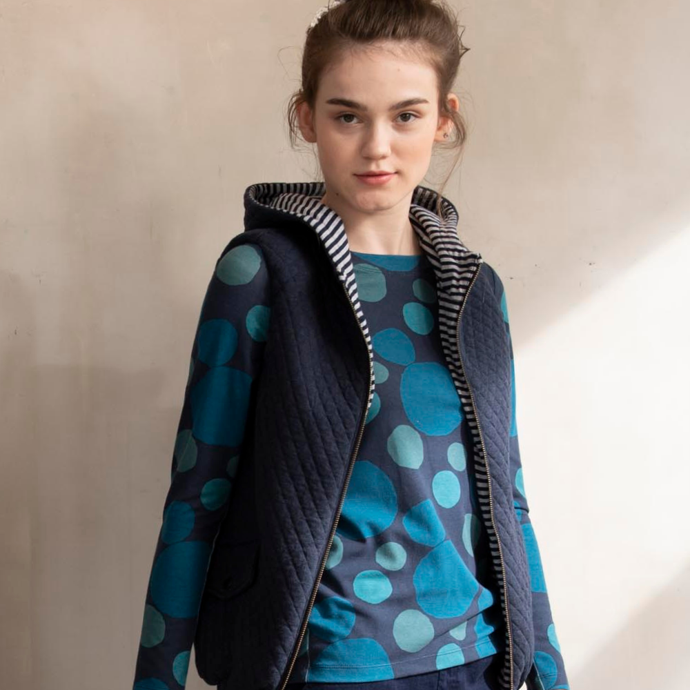 PIPPY前短後長圓點點棉質上衣 藍