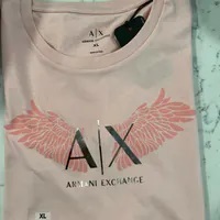[S] ARMANI EXCHANGE SIGNATURE WINGS LOGO CREW NECK T-SHIRT,PINK, 7VYT97YJC9A-7415 (SAX172)