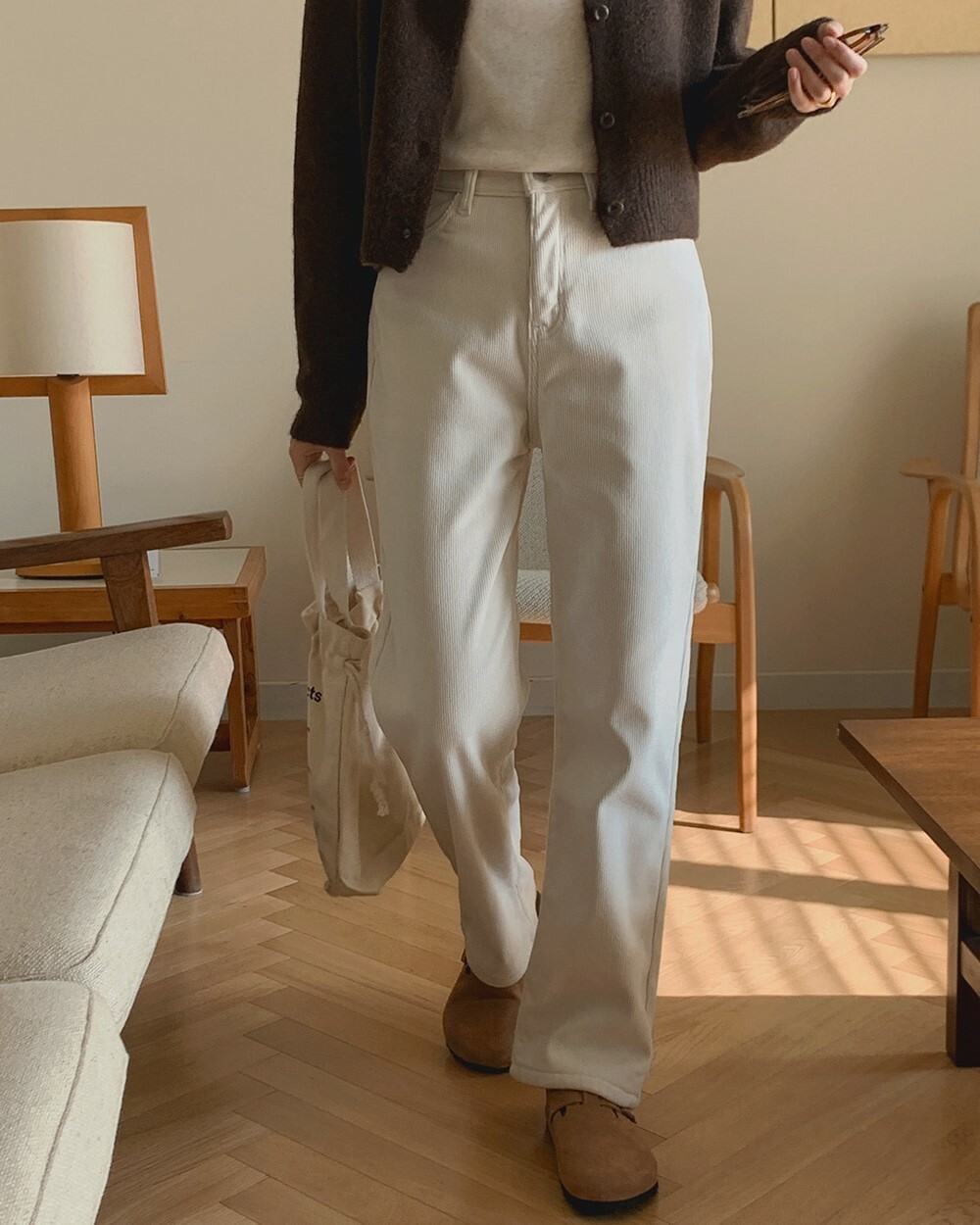 韓國grace muse授權 經典超顯瘦燈芯絨內刷毛直筒褲