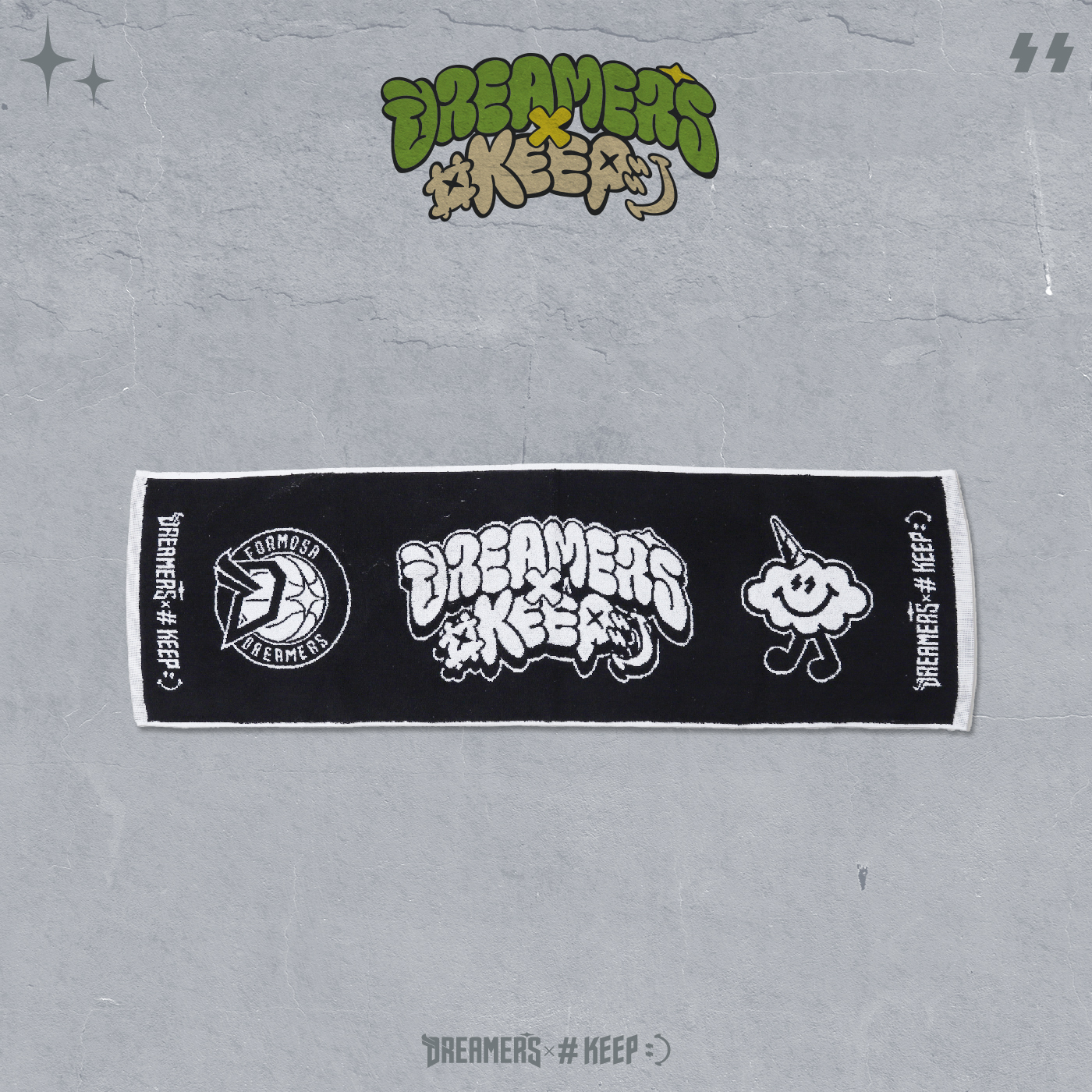 #KEEP x DREAMERS夢想家 聯名款 CROSS OVER TOWEL 黑色 夢想交織緹花 毛巾【KS262-BK】ABshorts