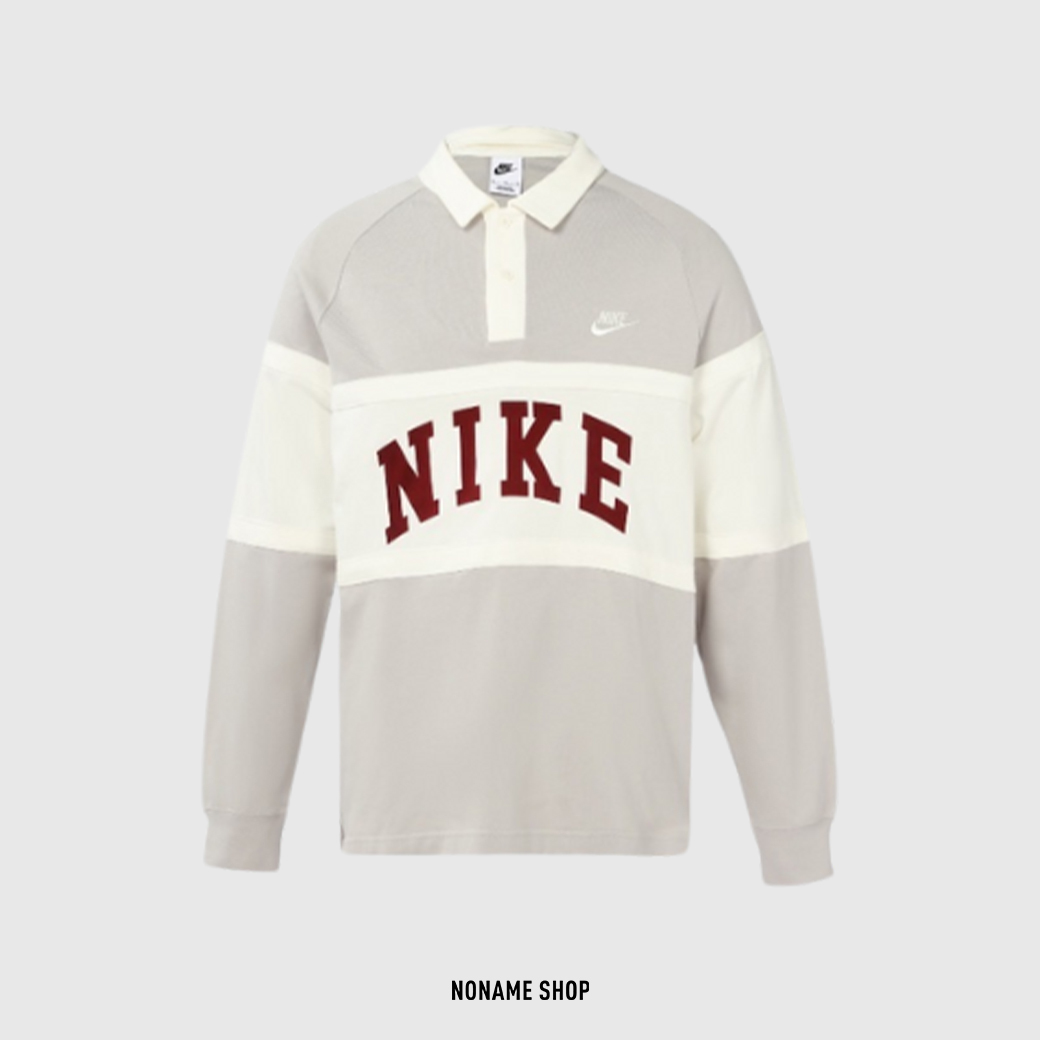 NIKE 美式復古 學院風 印花LOGO 小勾 POLO 長袖 (男款)
