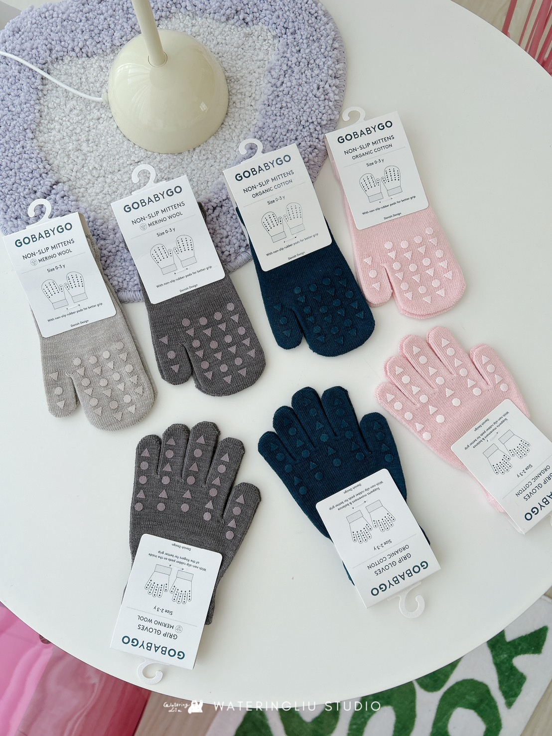 丹麥GoBabyGo 有機棉防滑連指手套 - Navy Blue