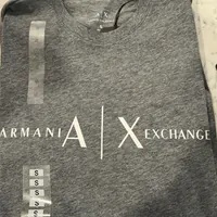 [S] ARMANI EXCHANGE SIGNATURE LOGO CREW NECK T-SHIRT,GREY, 7VZTBTZJ2MZ-3930 [FINAL SALE] (SAX183)