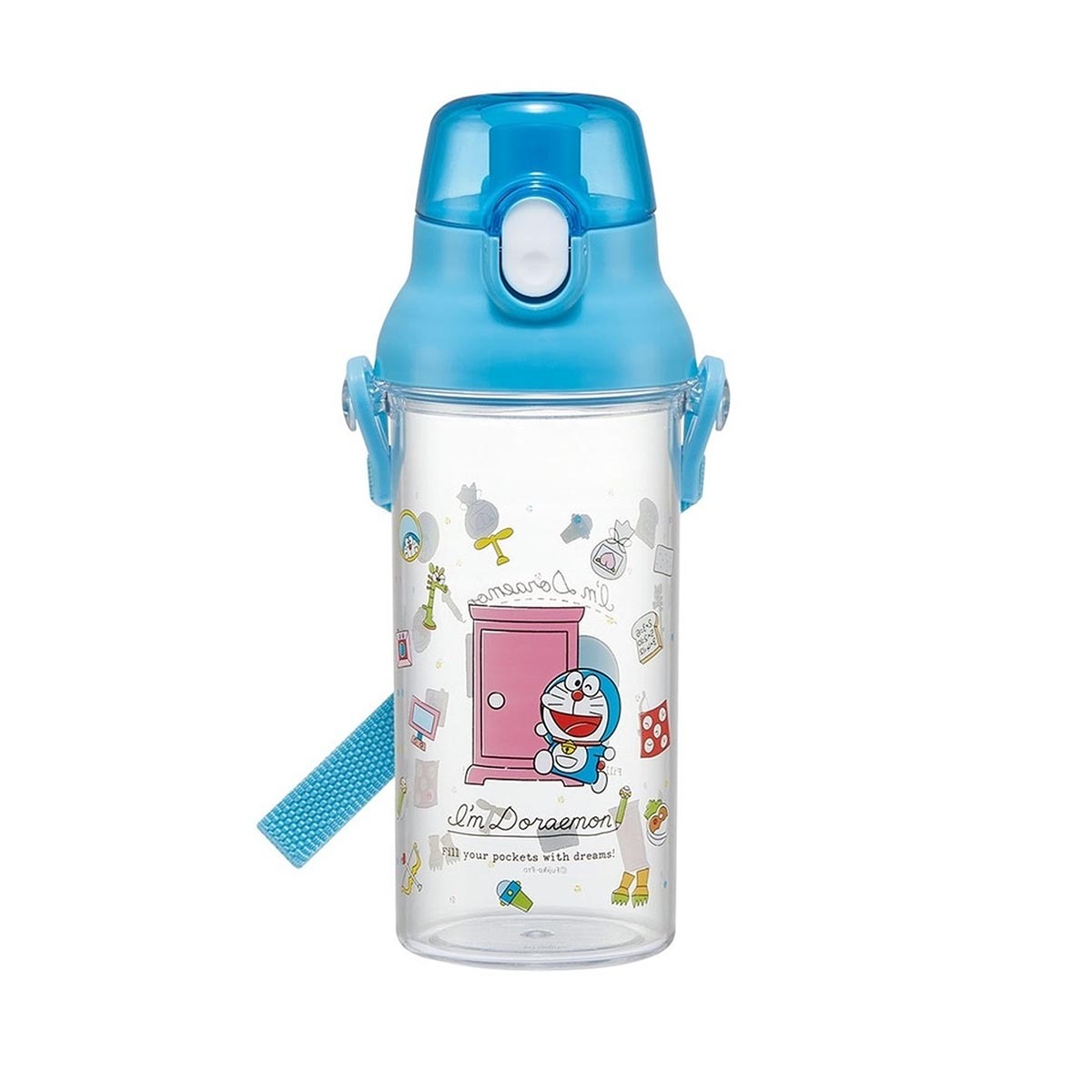 日本品牌 Skater 多啦A夢 480ml 一鍵式透明學童水壺 -PSB5TR