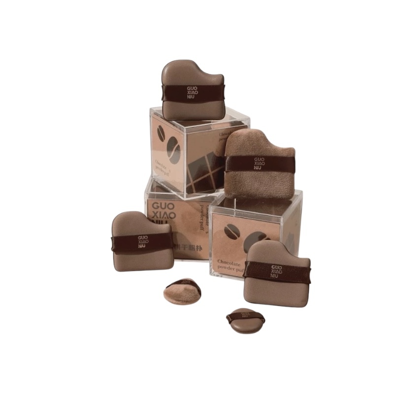 Guoxiaoniu郭小妞 超軟巧克力粉撲粉底液專用定妝乾濕兩用（六件組）