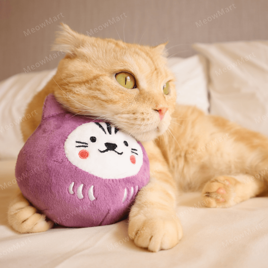 台灣吉豆貓｜祈福達摩貓草球｜福長壽 (紫)