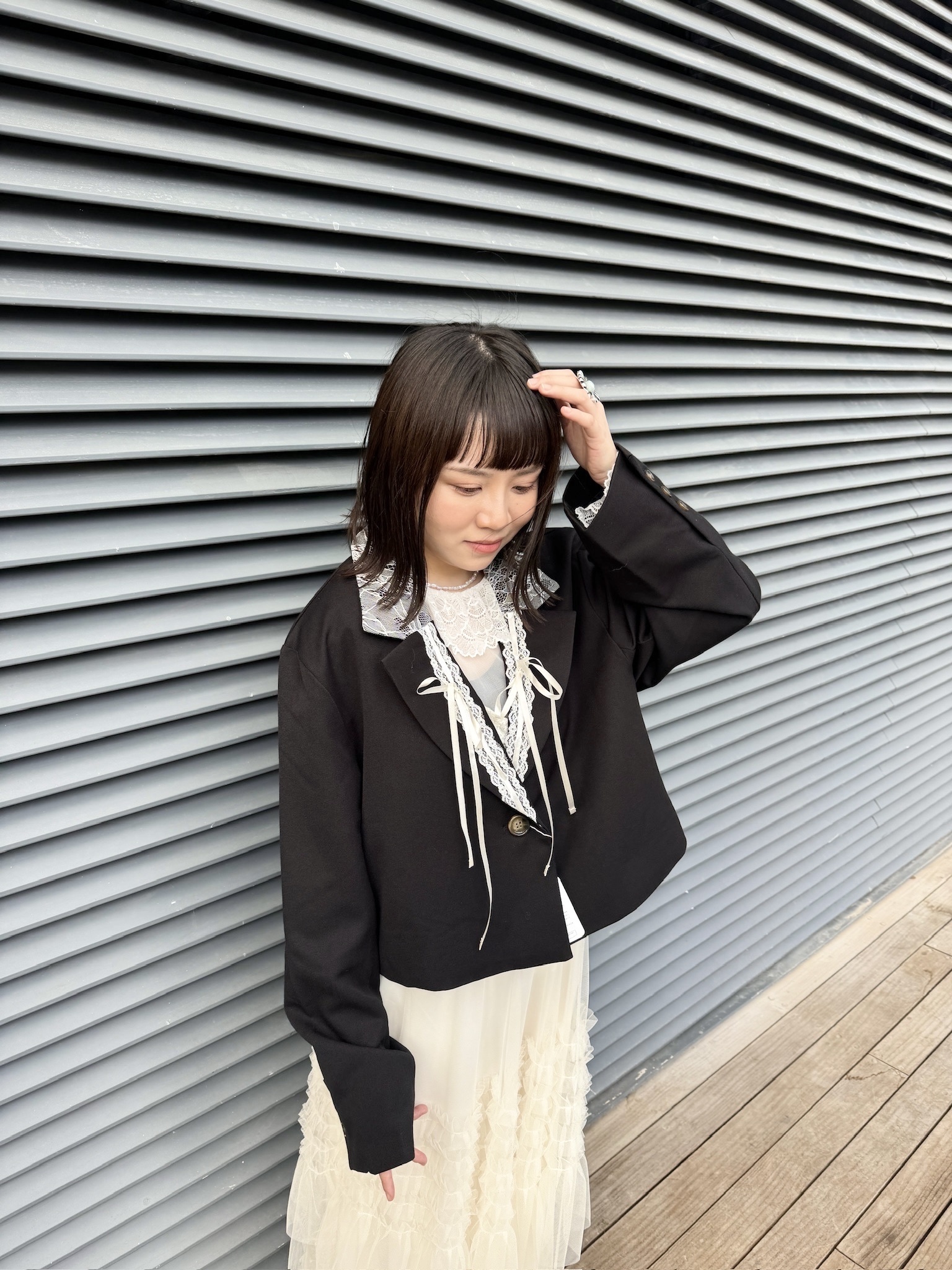 Lace邊ribbon短西裝外套 日系感up!