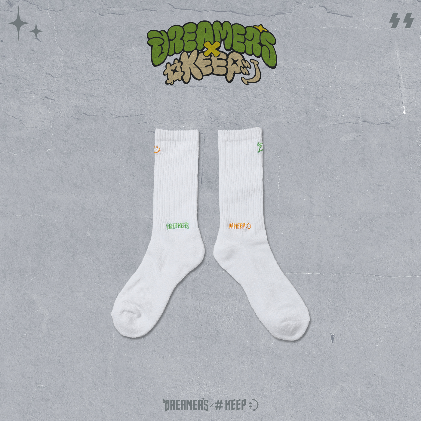 #KEEP x DREAMERS夢想家 聯名款 CROSS OVER SOCKS 夢想交織 長襪【24FW06-WH】