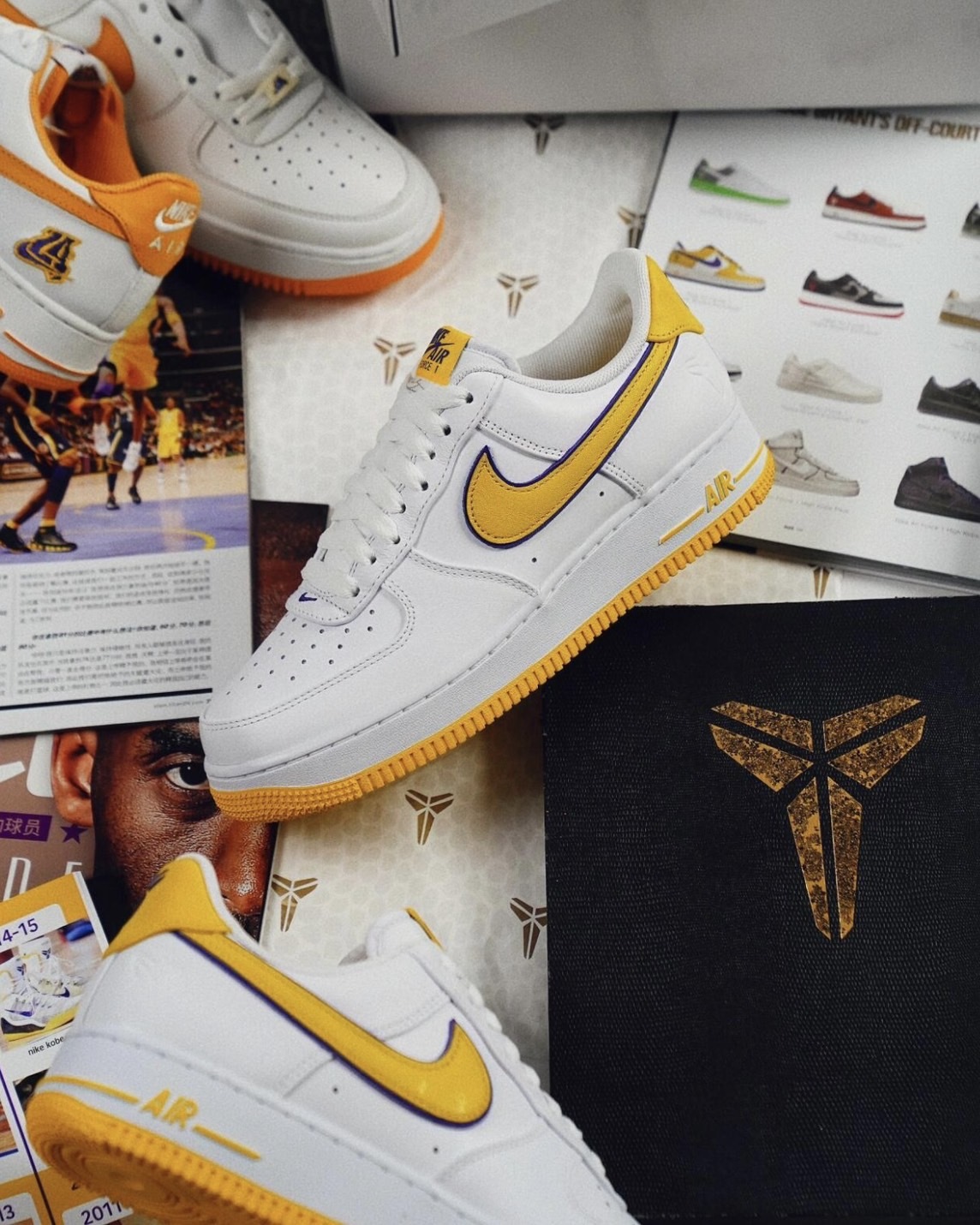 Kobe Bryant x Nike Air Force 1 Low Home 白底黃勾 湖人 聯名 科比 低筒休閒鞋 男鞋