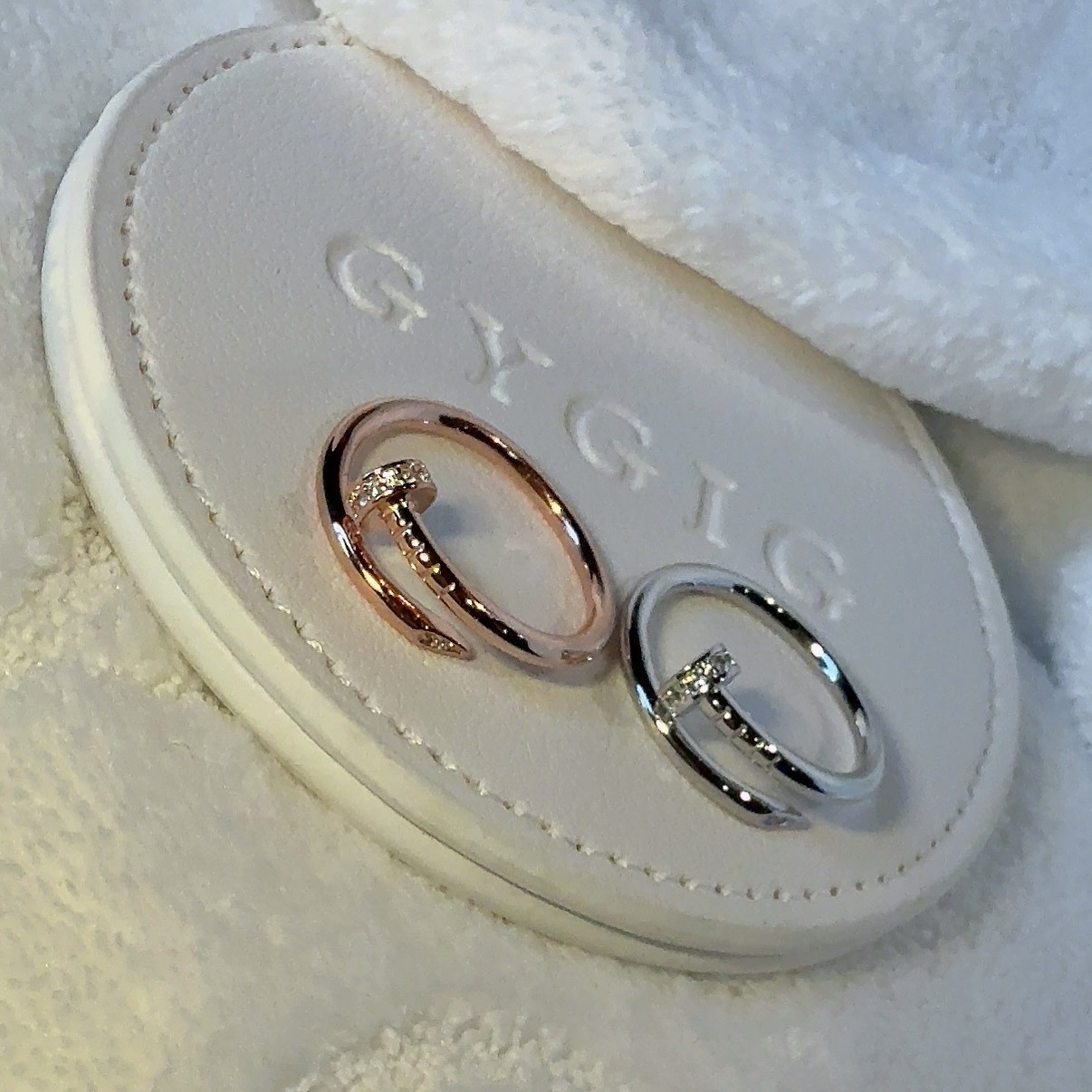 18k personalized經典極細釘子”高奢定製實口水鑽戒