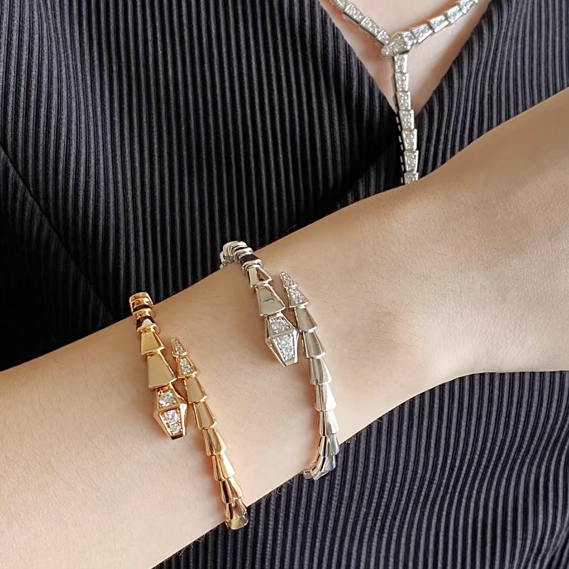 18k personalized serpenti 高奢半鑽蛇定製手鐲