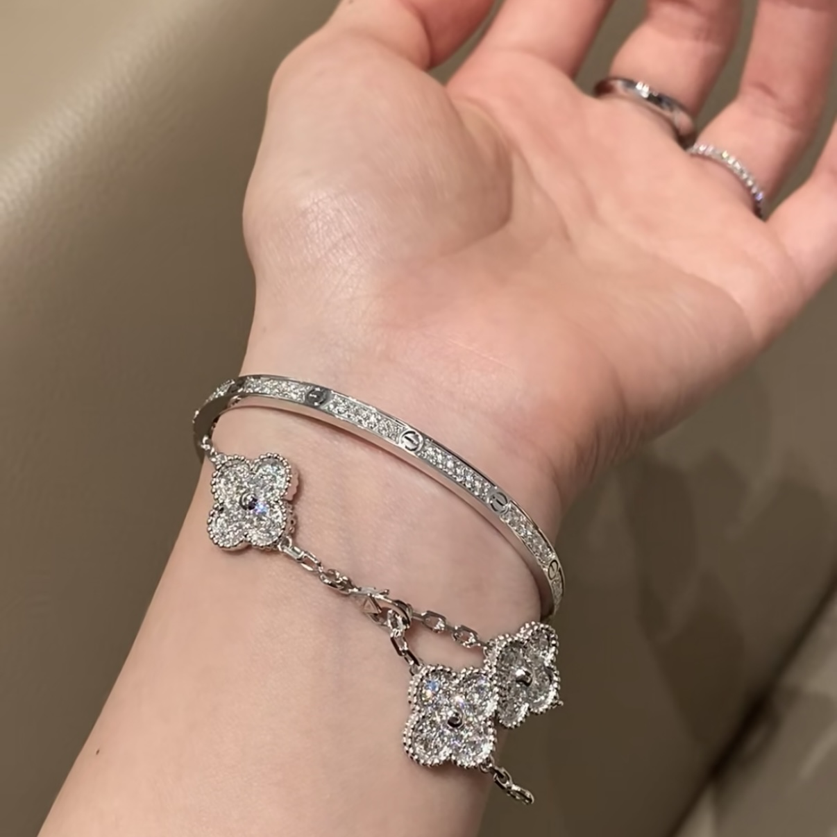 18k”va滿天星水鑽五花四葉草”高奢定製手鍊