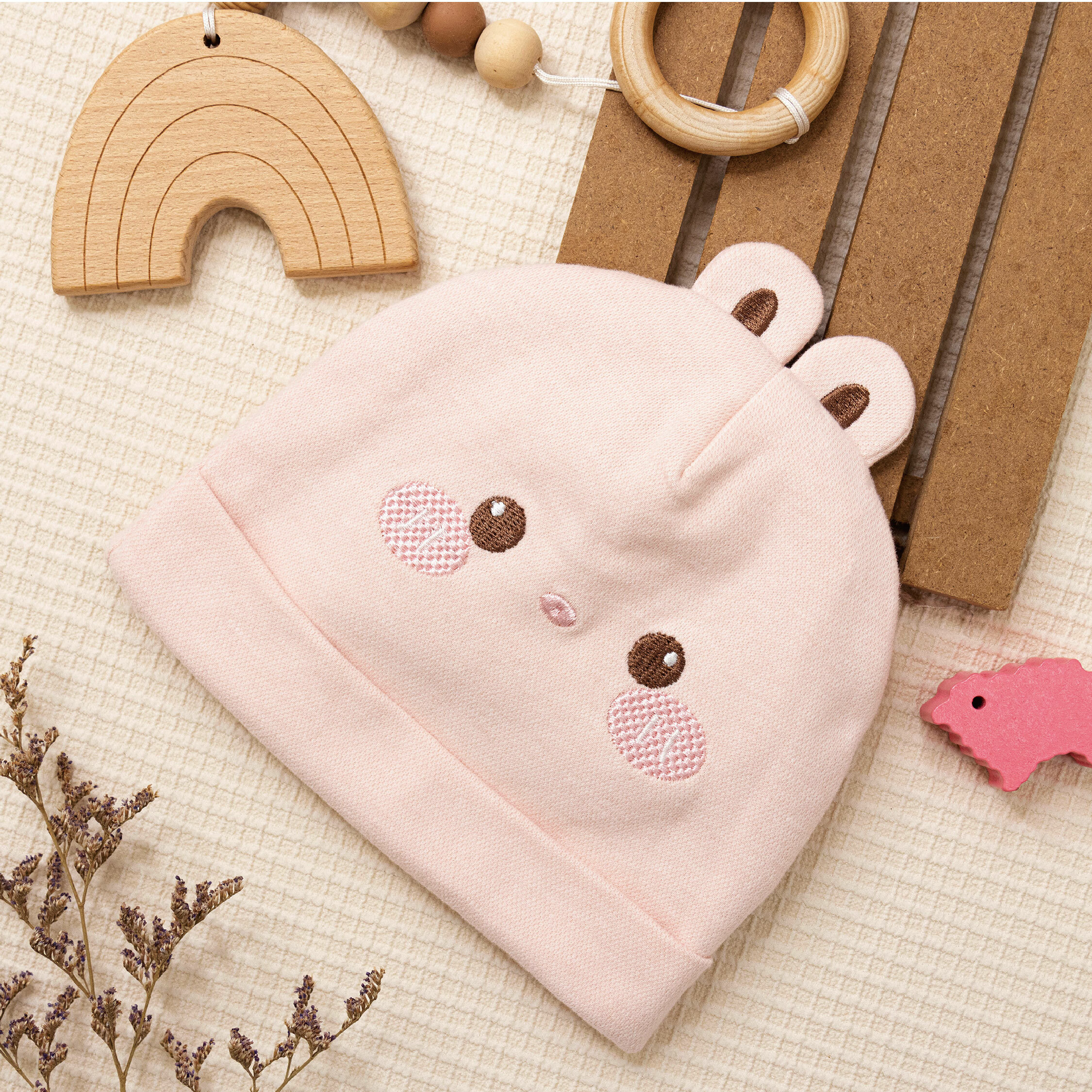 【JA1494】兔子雙層加厚柔軟彈力寶寶帽