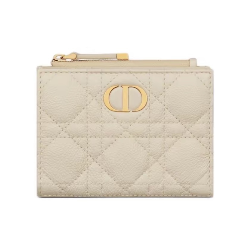DIOR Caro Dahlia 銀包 柔軟 Cannage 藤格紋圖案小牛皮