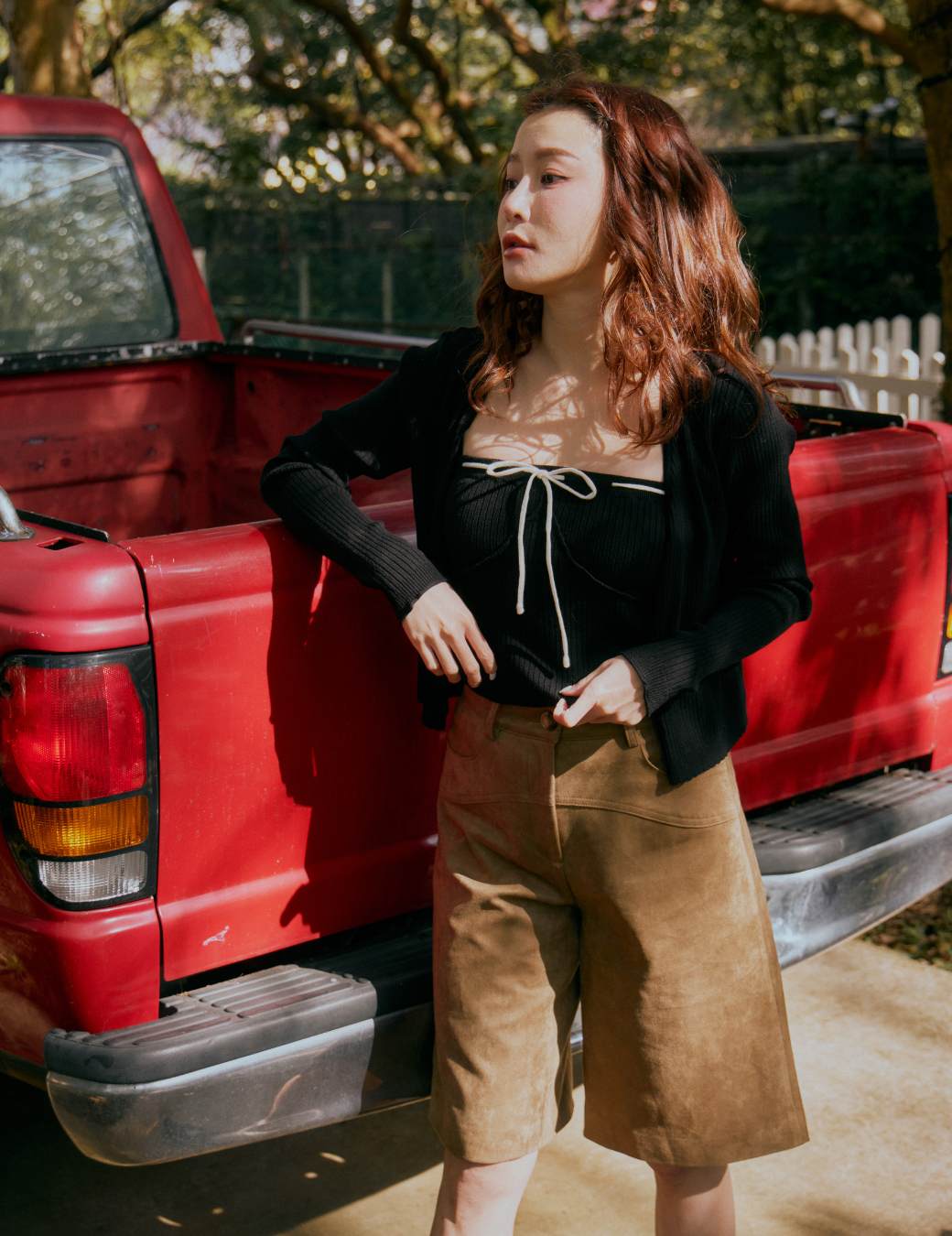 撞色綁結抹胸兩件組（黑色/2尺寸）