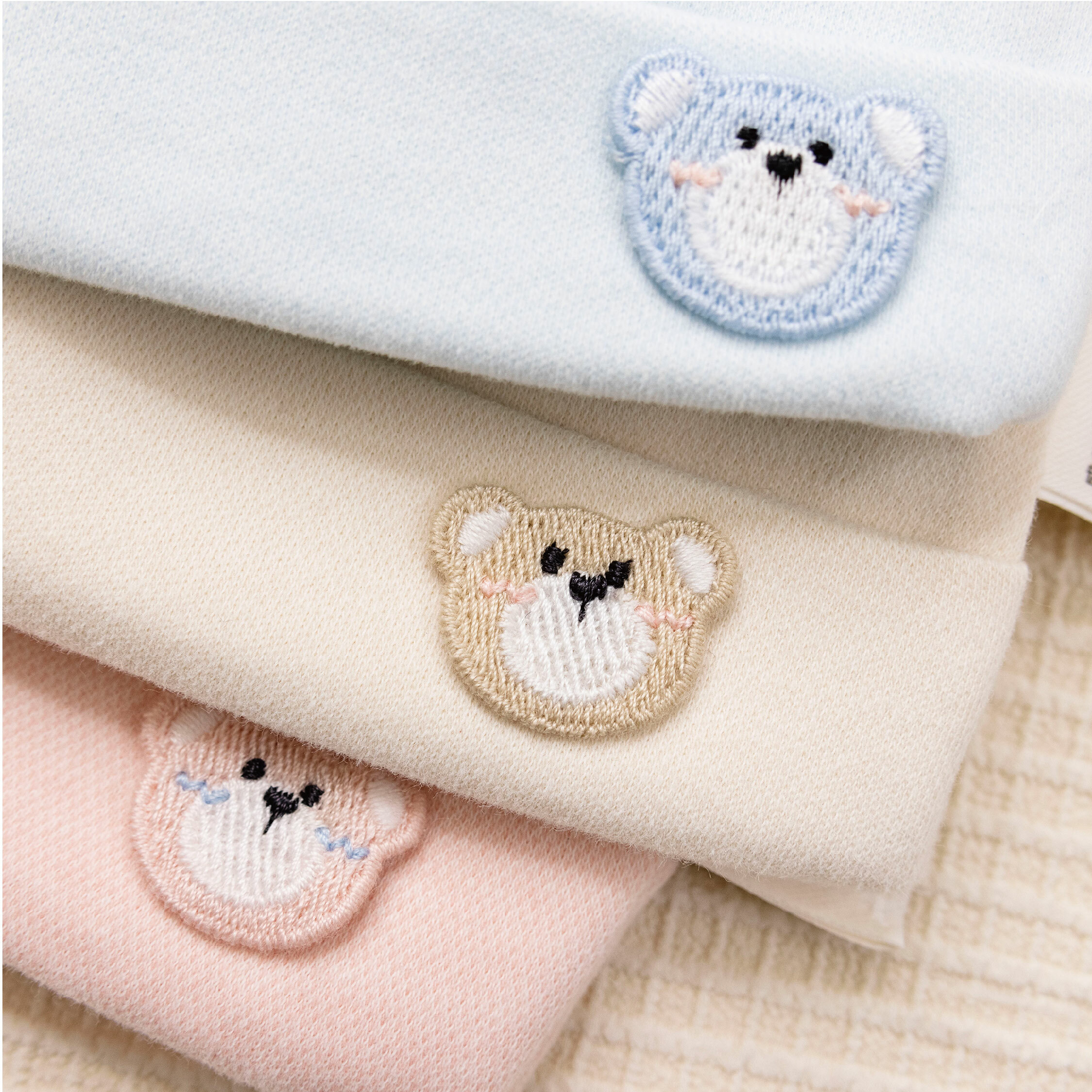 【JA1492】熊熊雙層加厚柔軟彈力寶寶帽＊三色