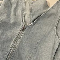 [S] ARMANI EXCHANGE ZIP CROP TOP SLEEVELESS JUMPSUIT,LIGHT BLUE DENIM, 7VYA62Y1NZZ-1500 [FINAL SALE] (SAX197)