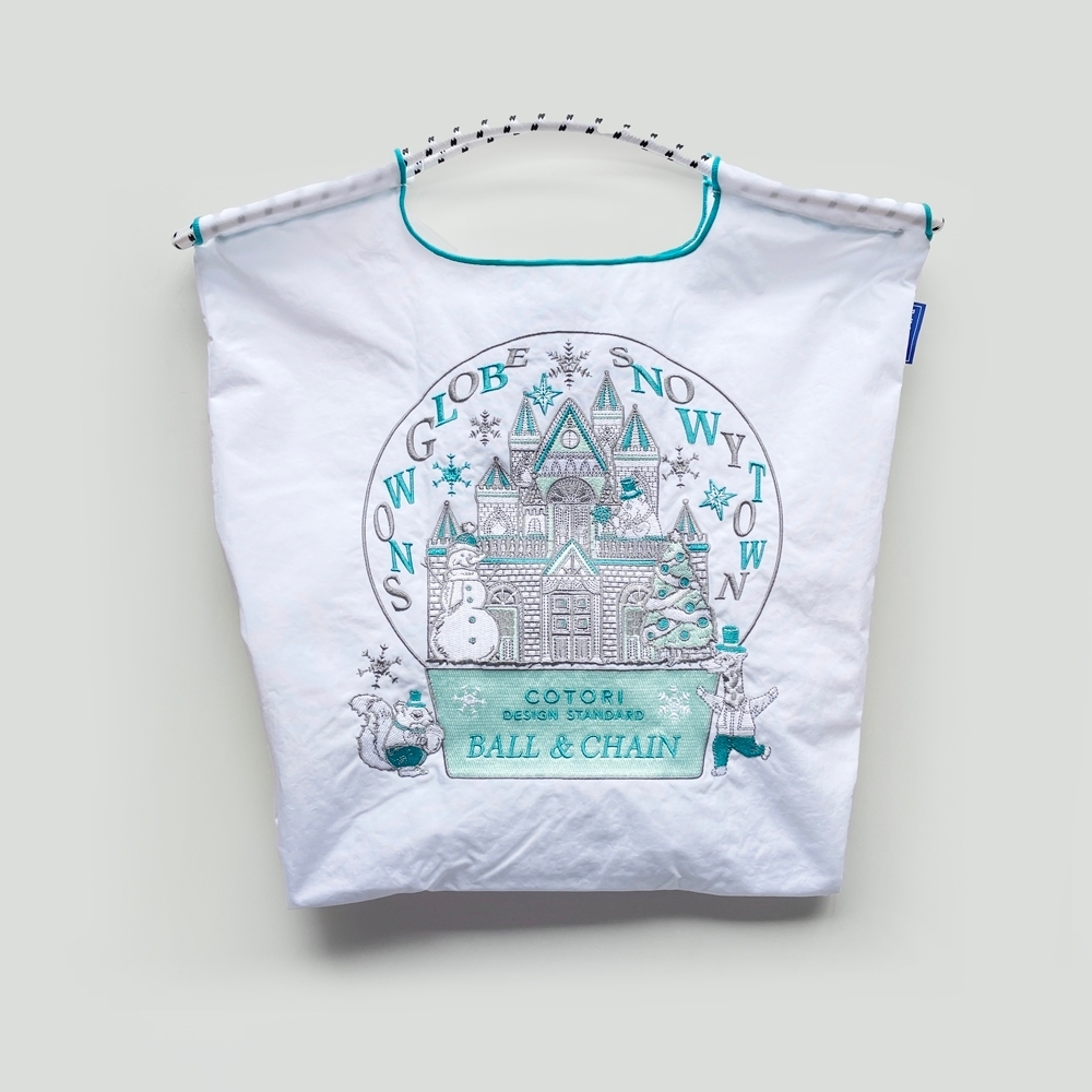 Ball＆Chain 刺繡環保購物袋 M號 - 白 (32100804)