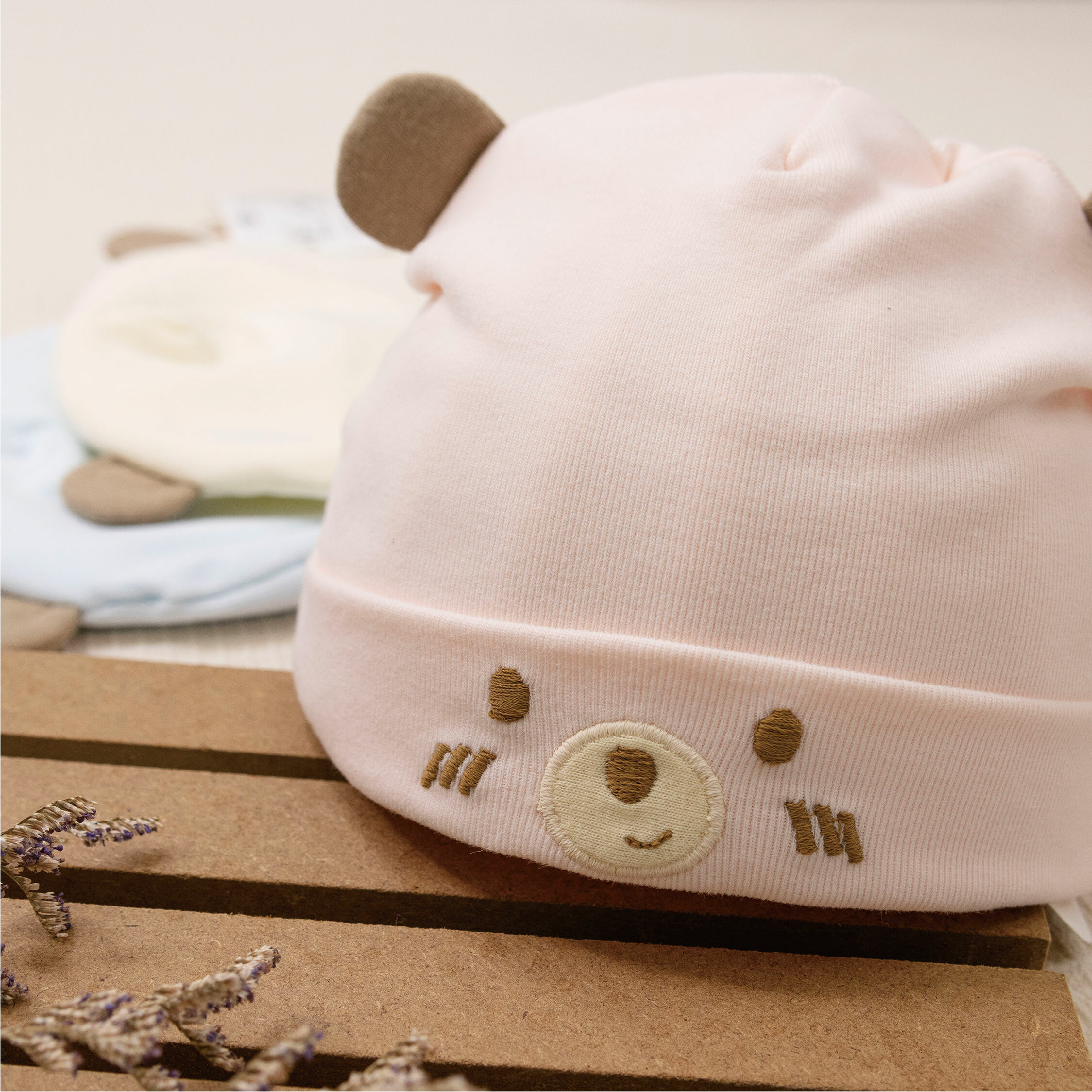 【JA1490】小熊雙層加厚柔軟彈力寶寶帽＊三色