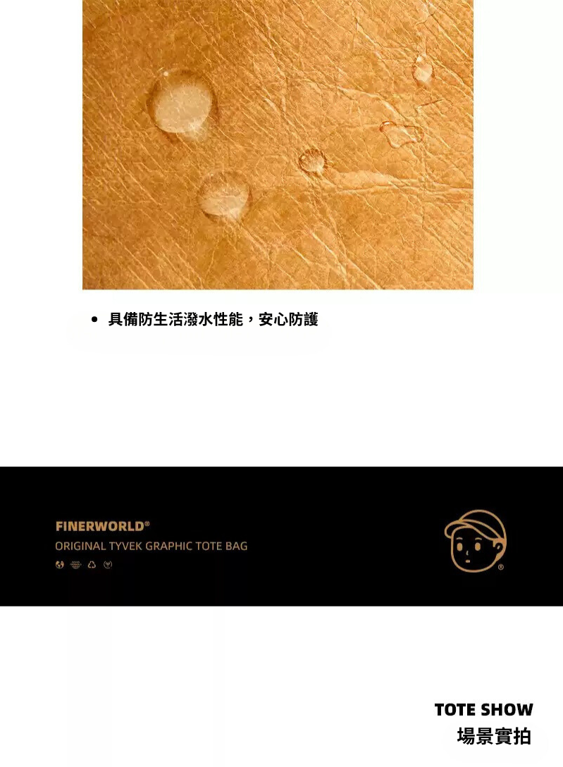 Finerworld 可水洗防水大容量單肩購物袋