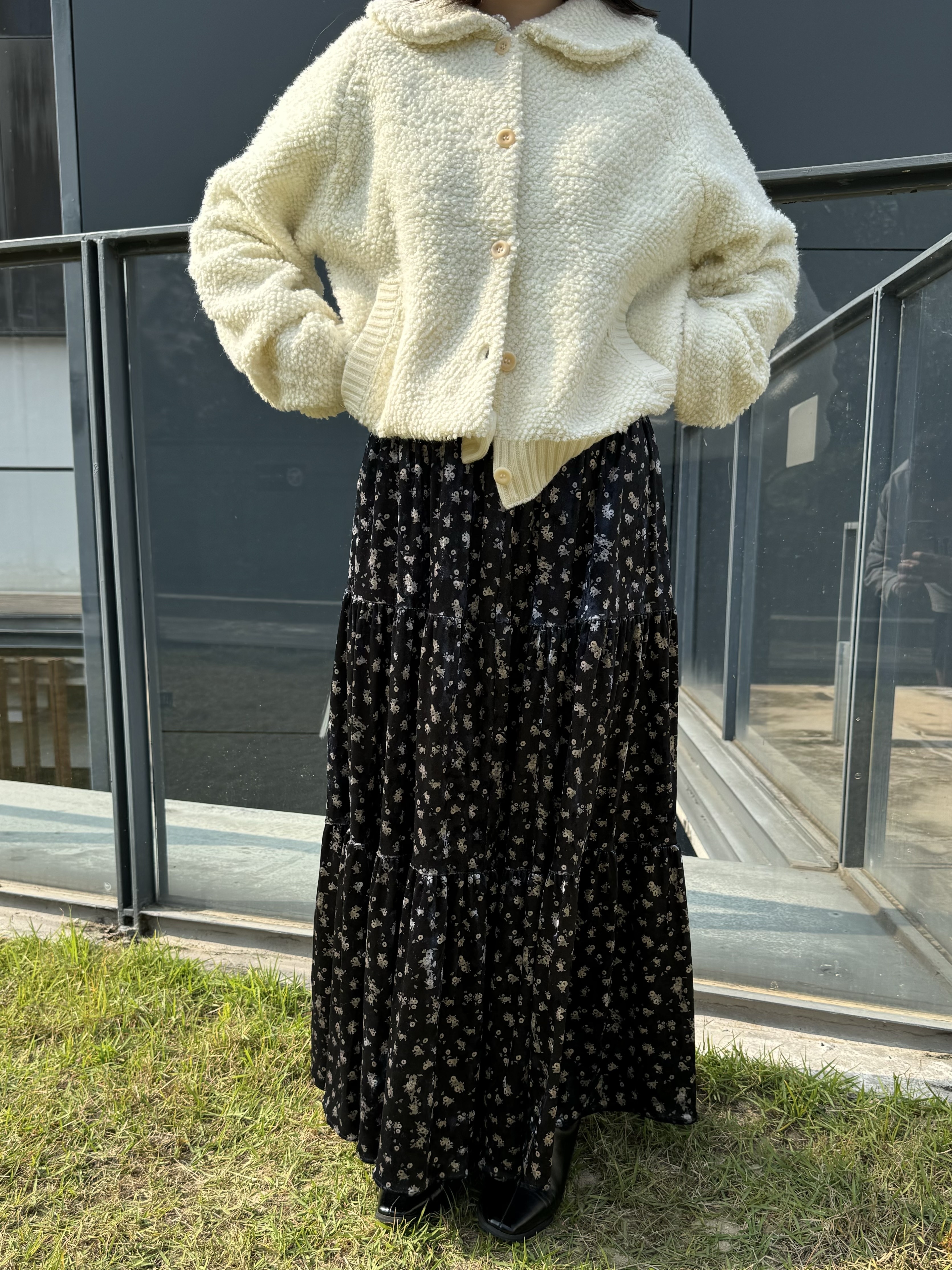 日系感碎花絨面大傘SK