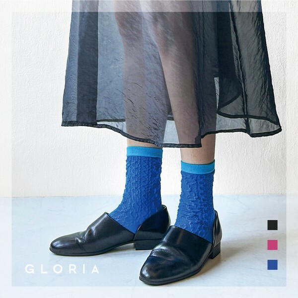 Gloria皺皺紋理中筒襪
