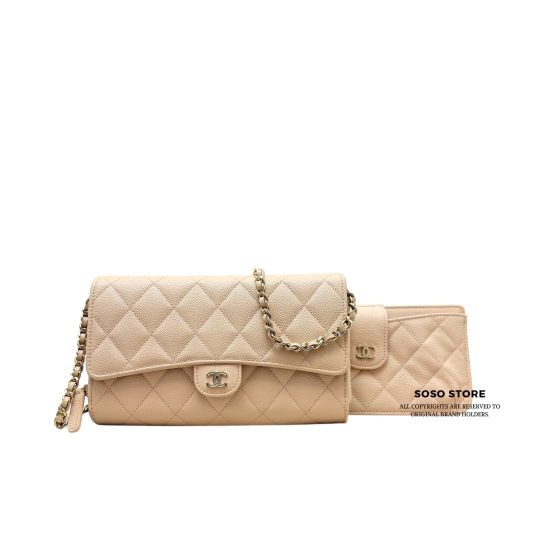 Chanel Wallet On Chain With Phone Case - Beige / Ghw