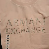 [S] ARMANI EXCHANGE BLING SIGNATURE LOGO S/S T-SHIRT,PINK STOP, 7VYT36-YJDTZ-7415 (SAX225)