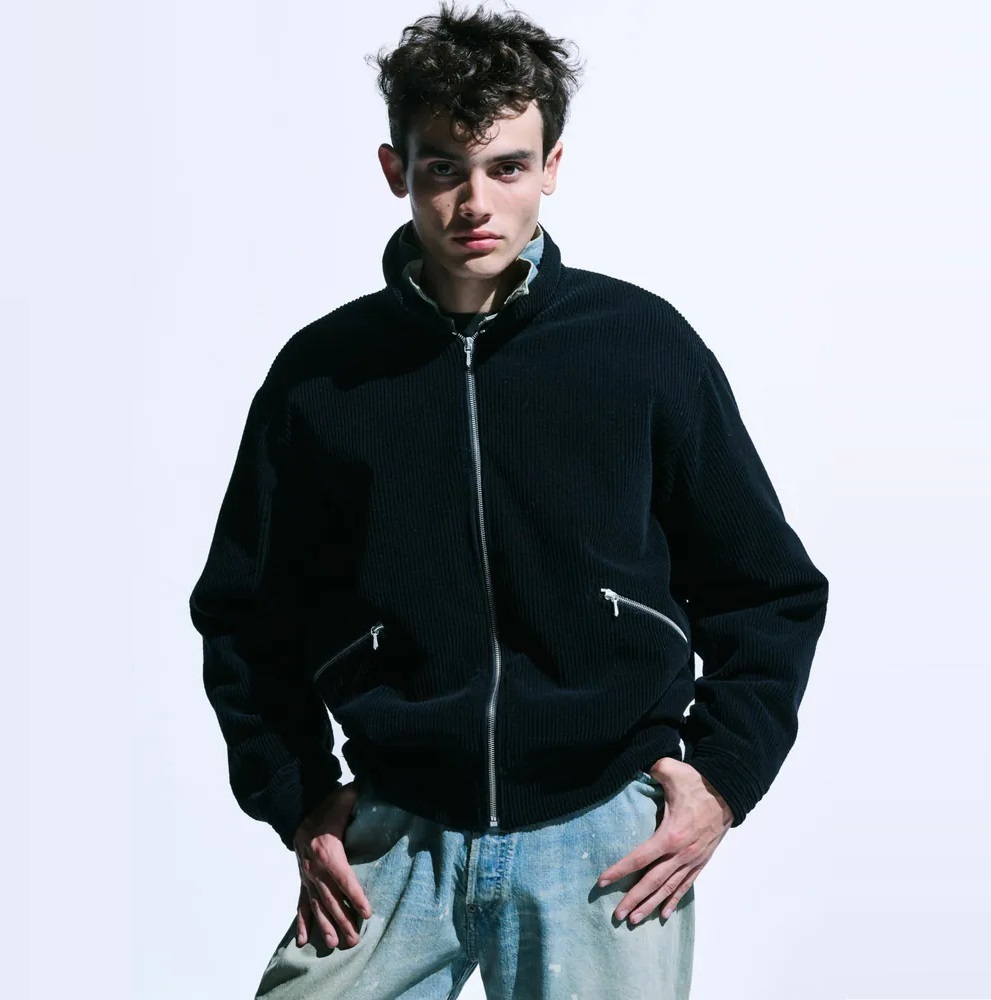 LAST PCS: A.PRESSE WOOL CORDUROY BOMBER JACKET - BLACK SIZE 2 PRE ORDER ITEM (預訂中)