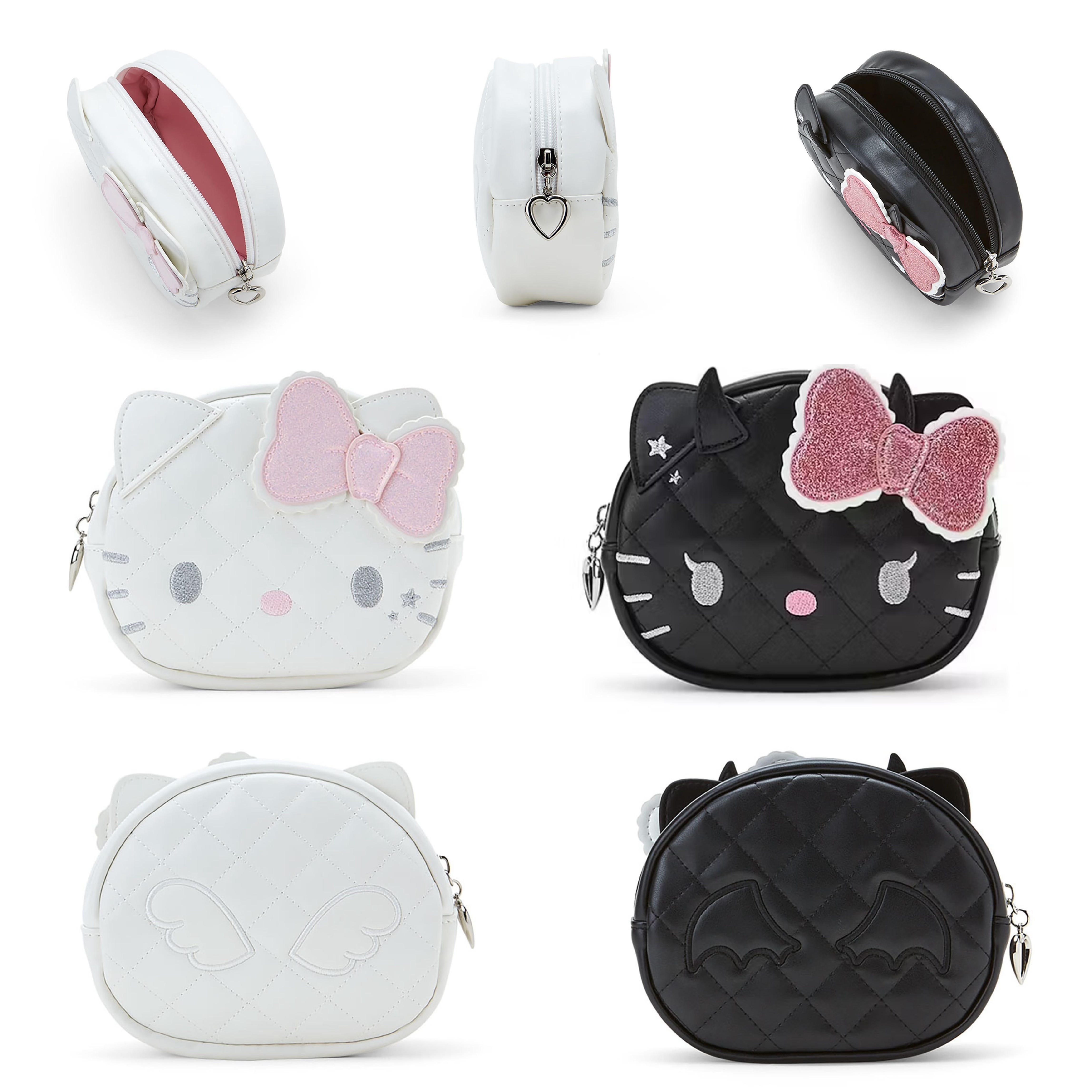 日本 Hello Kitty PU皮頭形化妝袋 - 天使與惡魔系列