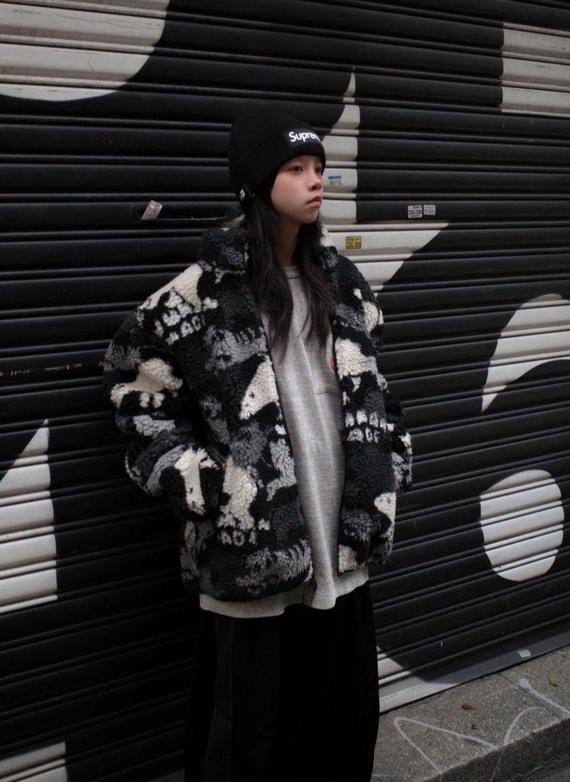 HUMAN MADE 滿版毛料 北極熊黑色外套