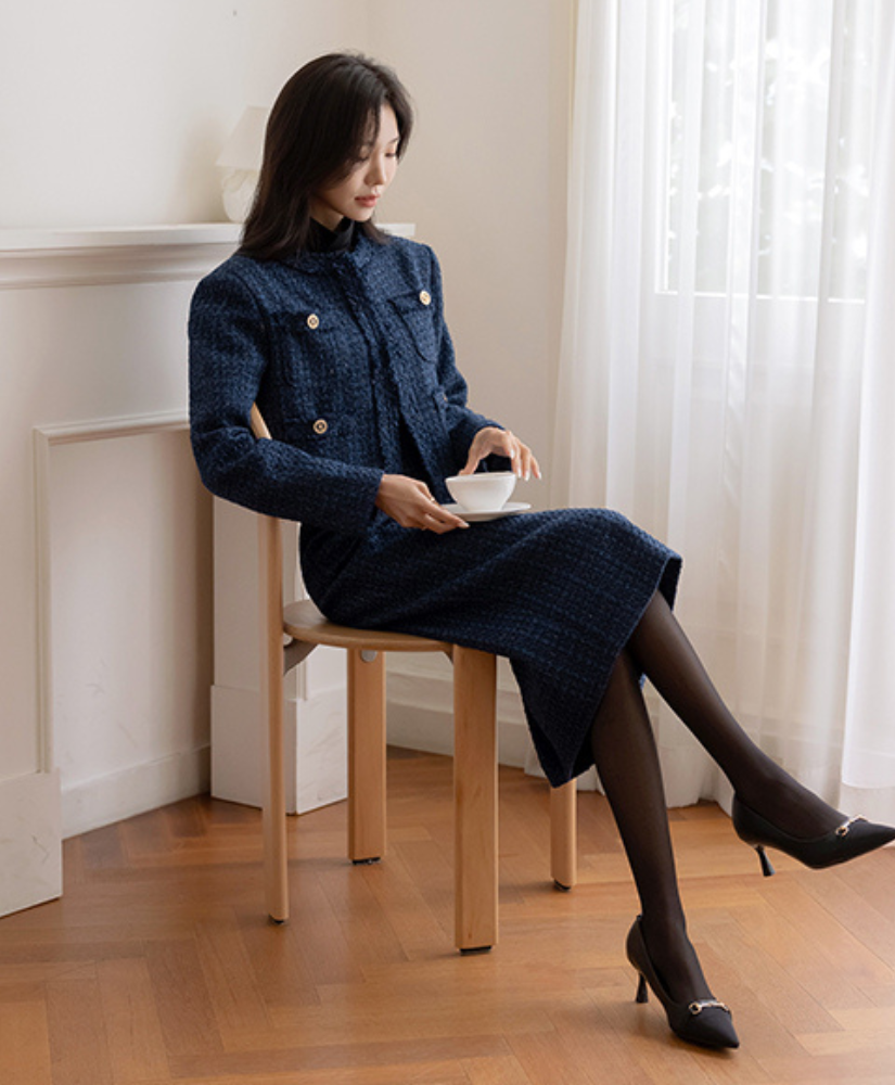 [現貨]Mabel 率性花呢套裝長裙 [ 2色 / S,M ]