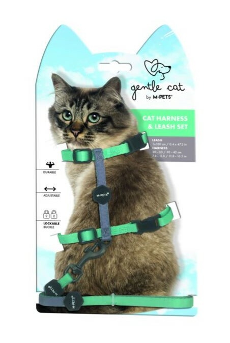 M-Pets 貓用牽引繩 - 綠灰色