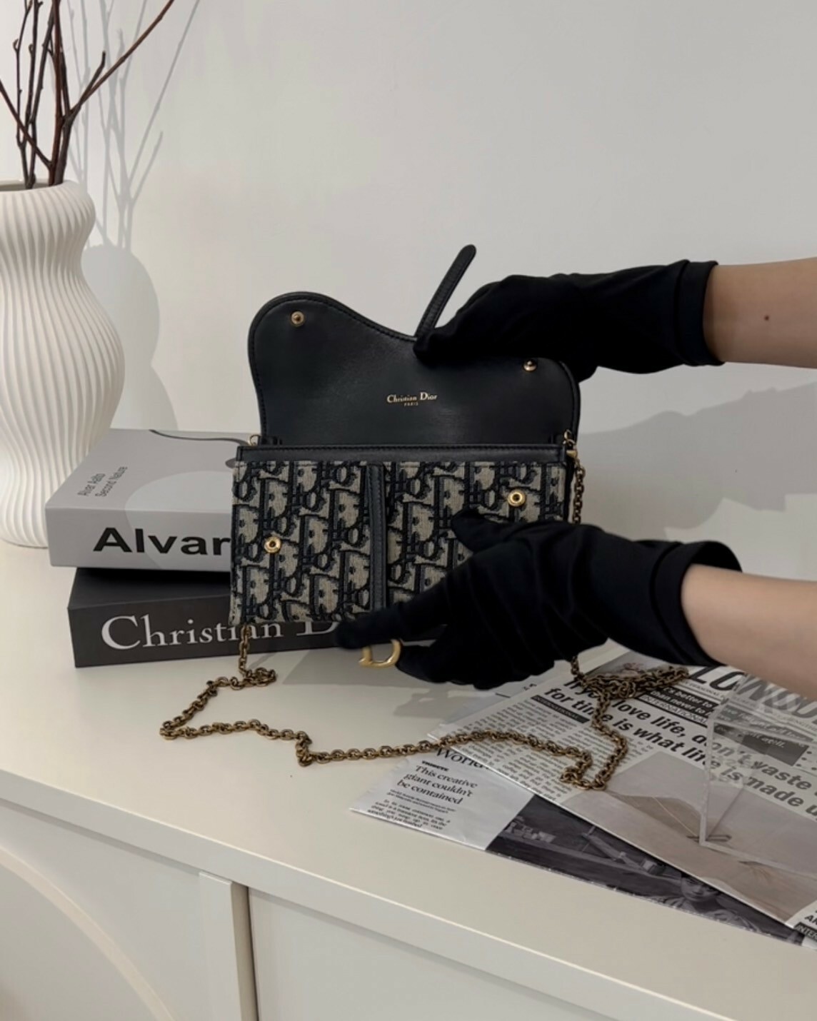 DIOR｜SADDLE WOC馬鞍鍊條包 藍色老花