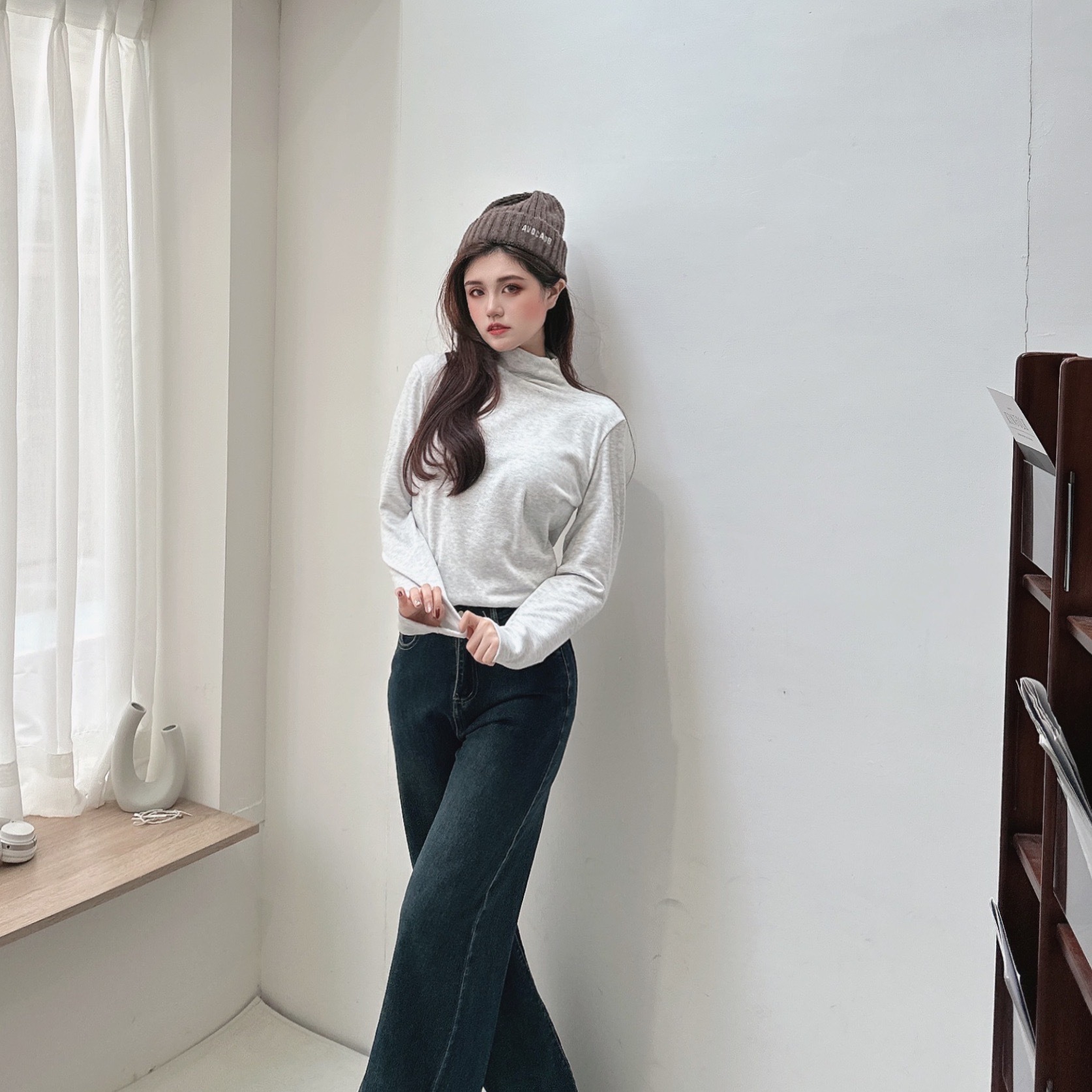 羊絨立領彈性打底衣/四色